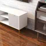 Modern TV Stand with Wave-Design Doors, Open Shelf & Adjustable Shelf - Stylish and Functional for 14246610