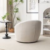 Winnie Modern Teddy Fabric Barrel Chair, 360&deg Swivel, Beige T2574P281443