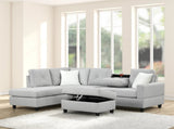 Modern Gray L-Shaped Sectional Sofa, Contemporary Upholstered Living Room Couch, Deep Comfortable B2771P498533