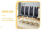 Black PU Dining Chair Set.Uniquely designed black dinings. PU material, paired with gold metal W2920P233520