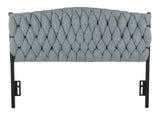 Twin Size Headboard in Black Metal and Blue Fabric B202P223760