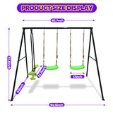 ZUN Swing Sets for Backyard 550LBS 3 Seat,et Outdoor for Kids, Swing Set with Glider, 2 Blet 79370254