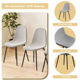 Dining Chairs Set of 4 modern kitchen dining chairs, linen padded seats, and sturdy black metal leg 14491893
