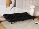 Sofa-to-Bed Evolution 66" Black Velvet Sofa Bed Transforms Seamlessly, Ideal for Family Living W3371P302156