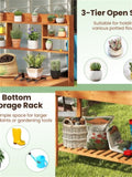 61" Wooden Gardening Worktable Flip-Up Tabletop Hidden Compartment, 3-Tier Storage, 35lbs Net, 36277238