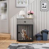 ZUN Dog Crate Furniture, Dog House, Decorative Dog Kennel with Drawer, Indoor Pet Crate End Table for W57868893