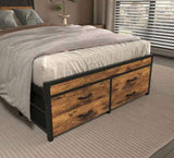 Twin Bed Frames with Headboard, Twin Size Bed Frames with Storage Drawers, Twin Bed, Black Metal W2129P262896