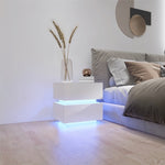 ZUN White Color High Glossy 2 Drawers Bedside Table with RGB Led Light Nightstand with Bluetooth Control 26650179