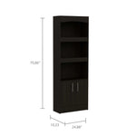 ZUN Shell Beach 1-Drawer 3-Shelf Bookcase Black Wengue B06280137