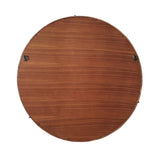 ZUN Hausen 31.5" Mid-Century Modern Round Accent Wall Mirror, Brown Walnut Wood & Veneer B2719P246002