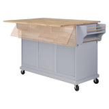 Cambridge Natural Wood Top Kitchen Island with Storage W914107254