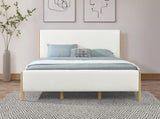 Modern White Boucle Upholstered Bed with Rubberwood Legs, KING, White N769P266448W