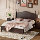 Queen Size Wood Platform Bed Frame,Retro Style Platform Bed with Wooden Slat Support,Dark Walnut WF308185AAD