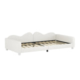 Twin size Upholstered Daybed, Sherpa Fabric Sofabed with Cloud-Shaped Backrest, No Box-spring N733P234602K