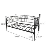Metal Daybed Frame Multifunctional Mattress Foundation/Bed Sofa with Headboard, Twin, Black W840100846
