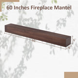 ZUN 60'' Fireplace Mantel Wooden Wall Mounted Floating Shelf 8" Deep Solid Pine Wood,Brown W1422124905