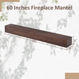 ZUN 60" Fireplace Mantel, made of Solid Pine, Wall-Mounted Floating Shelf,Brown 29248813