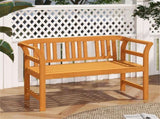2-Person Acacia Wood Outdoor Bench, 119.3850.8078.74cm 800LBS Capacity Patio Loveseat with 27240101