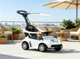3-in-1 Kids Push Sliding Car with Music & Horn, White Toddler Ride-On with Removable Handle & Canopy 50462401