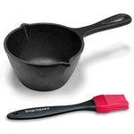 ZUN Cast Iron Basting Pot and Silicone BBQ Brush - BBQ Basting Set with Saucepan and Brush for Meat W2181P192305