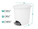 (2 pack) Small Bathroom Trash Can, 2.6 Gallon Plastic Garbage Bucket Bin with Step Lid, White 90924246