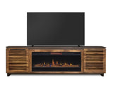 ZUN 86 inch Fireplace TV Stand Console for TVs up to 100 inches, Minimal Assembly, Black with Bourbon B108P160228