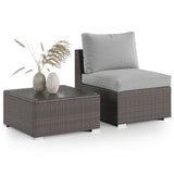 2 Pieces Patio Furniture Sets with Coffee Table PE rattan Water Resistance - Grey B082P195473