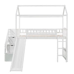 ZUN Twin Loft Bed with Two Drawers and Slide, House Bed with Slide, White 70082284