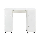 ZUN Home Office Computer Desk Table with Drawers White nail art table with wheels 48850997