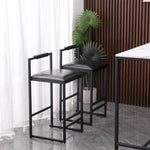 ZUN Black Bar Stool with Backrest Set of 2 Counter Height PU Leather Upholstered Bar Chairs with W1757122139