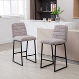 ZUN Low Bar Stools Set of 2 Bar Chairs for Living Room Party Room,Upholstered Linen Fabric W1439125954