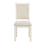 ZUN Antique White Finish Wooden Side Chairs 2pcs Set Textured Fabric Upholstered Dining Chairs B01155793