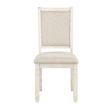 ZUN Antique White Finish Wooden Side Chairs 2pcs Set Textured Fabric Upholstered Dining Chairs B01155793