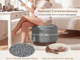 Round Rotating Storage Footstool with Solid Wood Frame, No Assembly Required Makeup Chair with 5.5 77685920