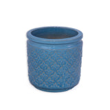 Set of 3 Flower Ceramic Flowerpot, Modern Planter for Patio, Garden, Windowsill - Antique Blue W3273P321480