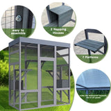 62.6" Wooden Outdoor Catio for Cats, Large Cat Enclosure with Waterproof Roof, 2 Napping House, W773P315772