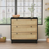 30.31"3-Drawers Storage Cabinet Rope Woven Drawer,for Bedroom,Living Room,Dining Room,Hallways,Black W757P151925