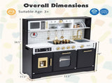 Kids Wooden Play Kitchen with Realistic Lights & Sounds, Pretend Ice Maker & Storage for Toddlers 90656532