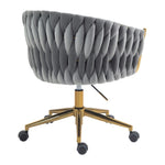 ZUN Modern design the backrest is hand-woven Office chair,Vanity chairs with wheels,Height 72258670