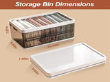 3 Pack Foldable Stackable Plastic Storage Bins with Removable Lids & Side Handles, Transparent Dark 93084240