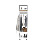 ZUN Cluster 63" Tall Wardrove One-Door Cabinet with Mirror, Three Shelves, Casters and Hanging Rod, B070P210732