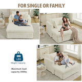 47.7'' Oversized Corduroy Chaise Longue with Ottoman, Deep Seat Reclining Chair Sofa, W1628P206066