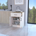 ZUN Ivory and Natural Oak 2-Door Kitchen Pantry with 1 Drawer B062P227649