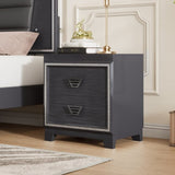 Elegant Nightstand with Metal Handle and Sparkling Shiny Decoration, Bedside Table with 2 Drawers WF531200AAB