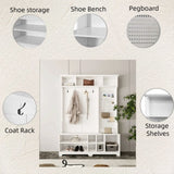 Hall Tree with Shoe Bench, Coat Rack ,Shoe Storage ,Storage Shelves and Pegboard, for Hallways, W757P148146
