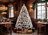 6 FT Snow Flocked Artificial Christmas Tree with 600 Branch Tips, Hinged PVC Xmas Tree Foldable 87635381