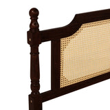 King Pine wooden Bed with Rattan Headboard and Footboard, with Central Enhanced Bed Platform W504P266749