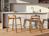 Sven 30" Modern Minimalist Low Back Wood Barstool, Dark Brown Walnut Ash Wood B2719P395566