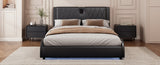 Queen Size Luxurious Faux Leather Upholstered Platform Bed with Thickened Headboard, Bluetooth N701P241047B