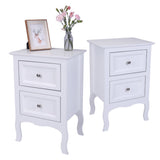 2pcs Country Style Two-Tier Night Tables Large Size White 65778449